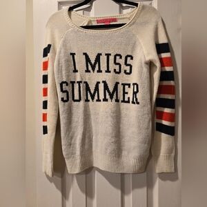 I MISS SUMMER Women's Cream Sweater with Black and Orange Stripes